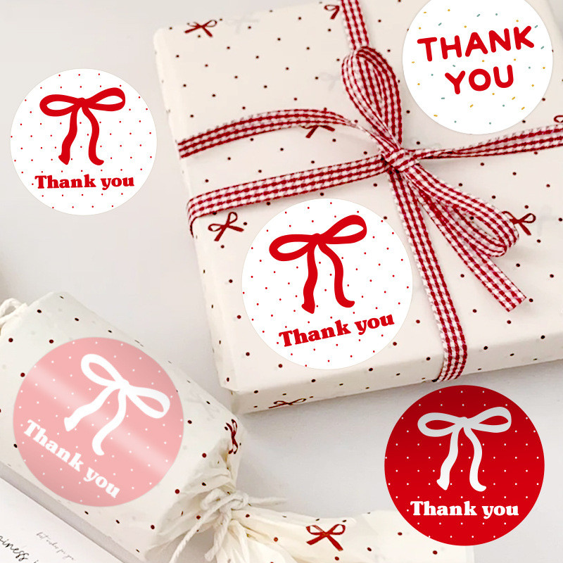 

Sticker Bulat Segel Makanan Cake Stiker Thank You 100Pcs Model Pita - SE0622