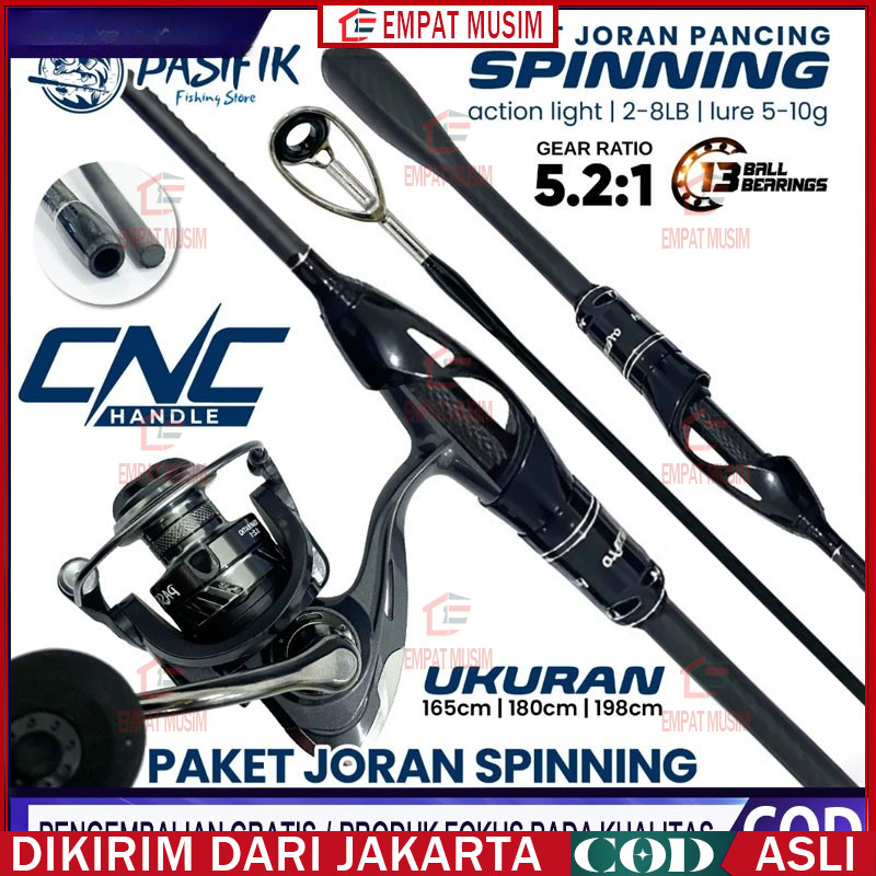 1 Set Joran Pancing Spinning & Casting 1.65M 1.80M Gagang Karbon Joran Casting Dengan Reel Pancing G