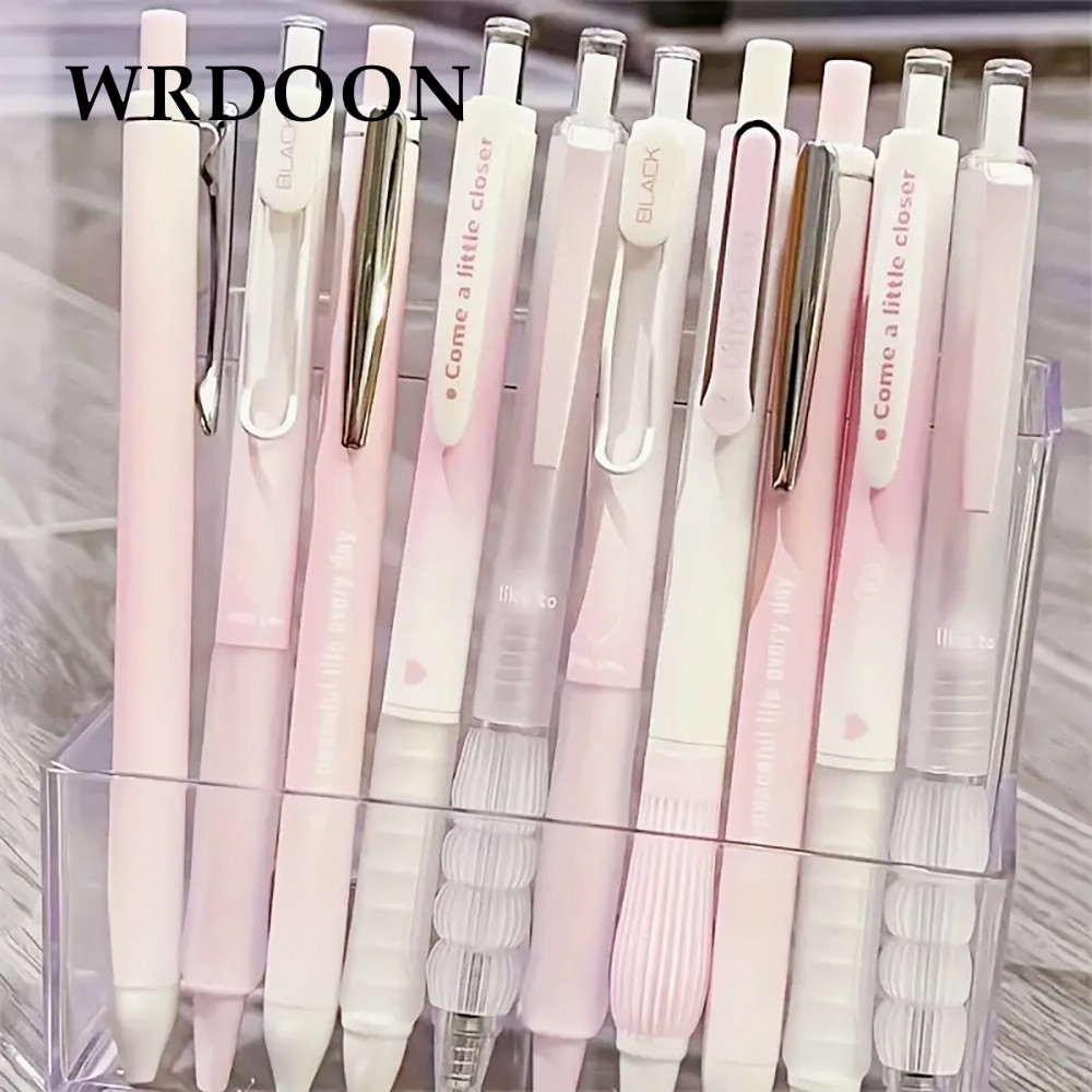 

5pcs Chic Pink Blush Retractable Gel Pens 0.5mm Fine Point Black Ink - Perfect for Daily Office Use Smooth Writing Supplies