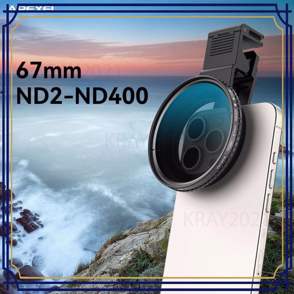 Lensa Filter Kamera Smartphone HD Glass ND2-400 67mm with Clip HP833