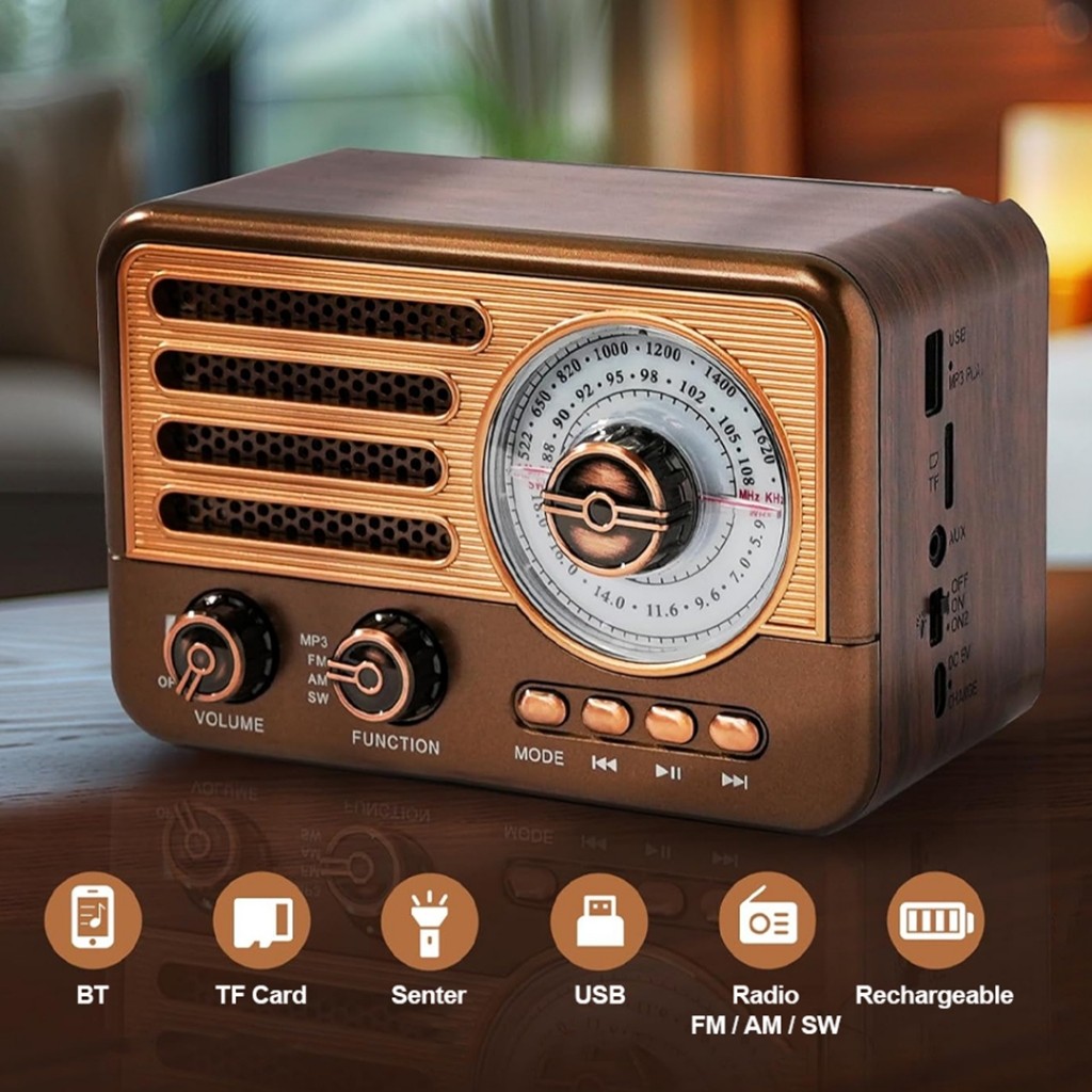 SERBA COD Radio antik FM/AM/SW Speaker Portable Bluetooth FM Radio Wood Design Radio Bluetooth FM/ka