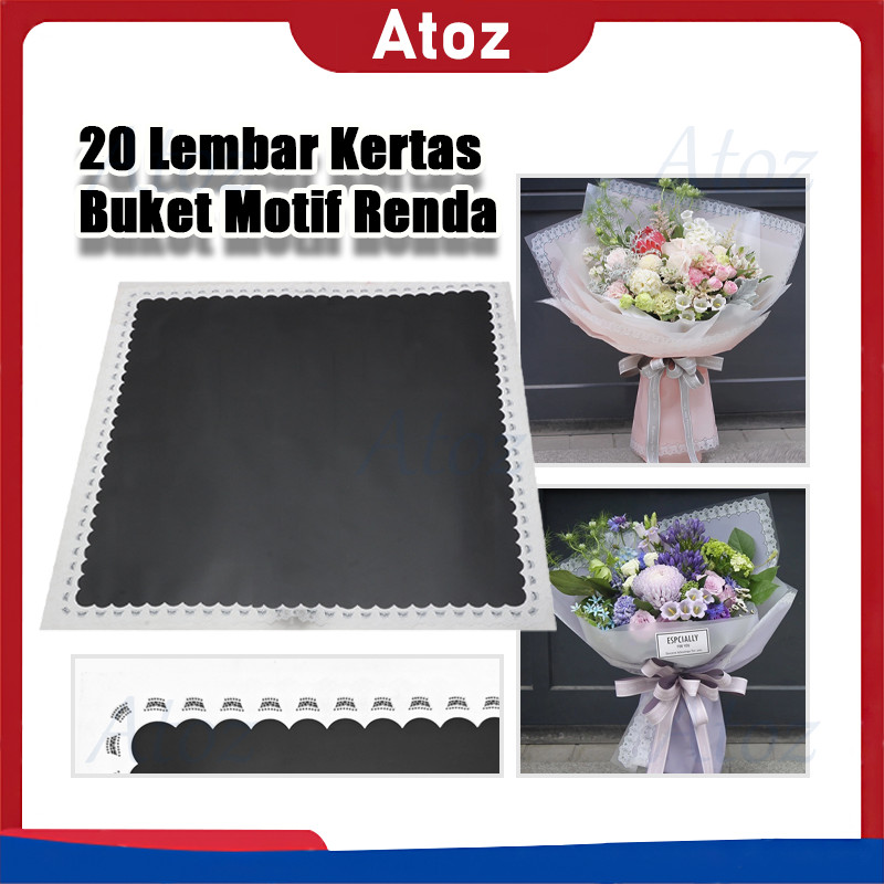 

20 Lembar Flower Wrapping Paper Renda/Buket Bunga Motif Renda Cellophane Waterproof/Kertas Buket Bunga Florist
