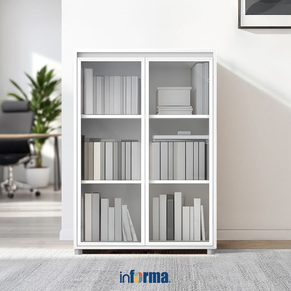 Informa Sieben I I I Kabinet Kantor 2 Pintu Kaca Medium - Putih Lemari Kabinet Office Cabinet Penyim