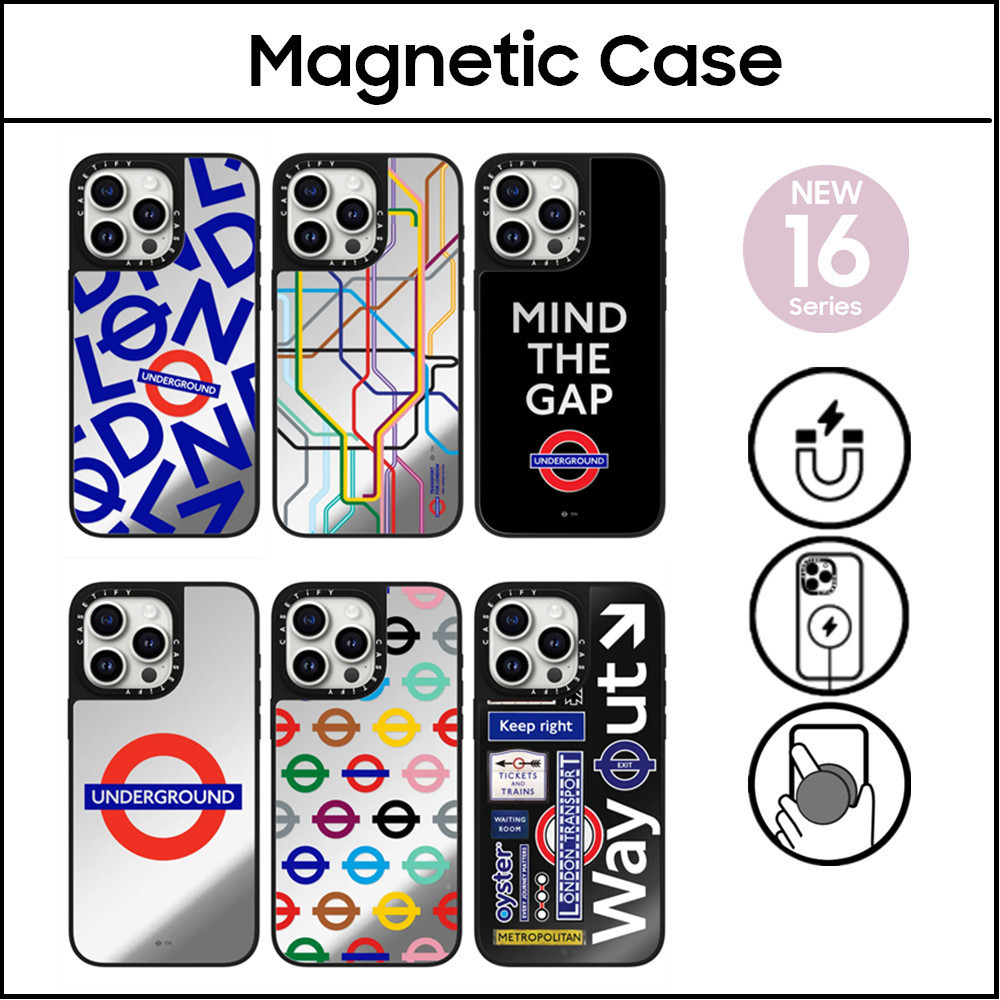 CASETiFY Case London Underground Logo Mirror Magnetic Case Cover for IPhone 16 12 13 14 15 Plus Pro 