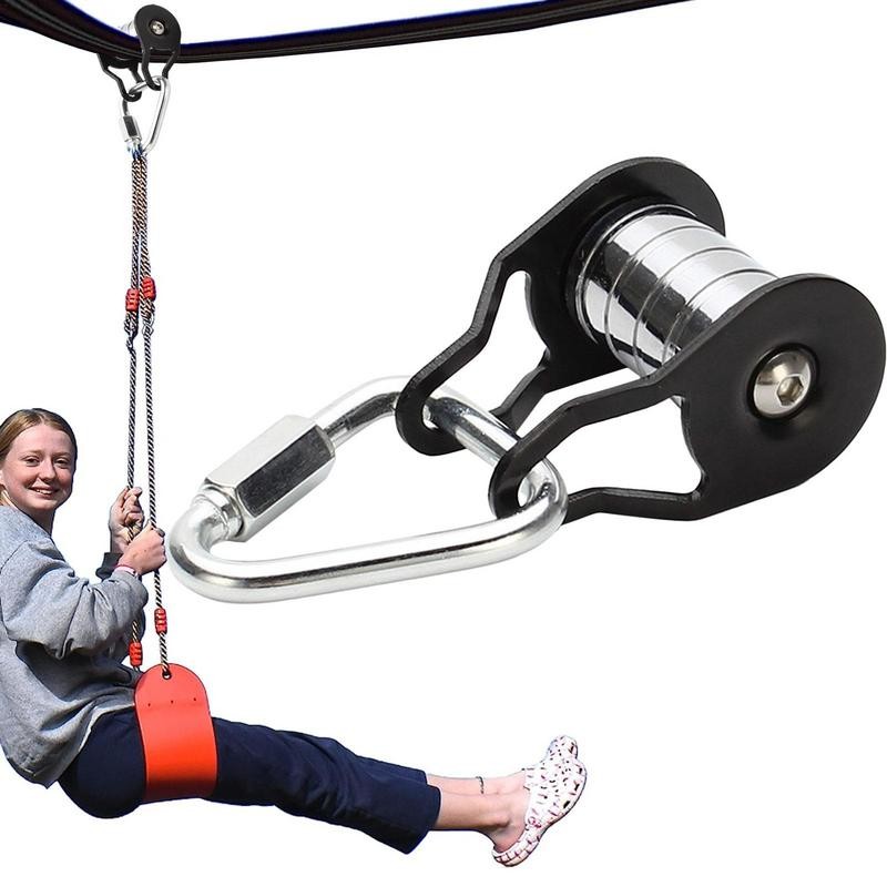 NinjaSlider Slackline Pulley with Carabiner for Kids Backyard Zipline Sliding Slackline Training Sup
