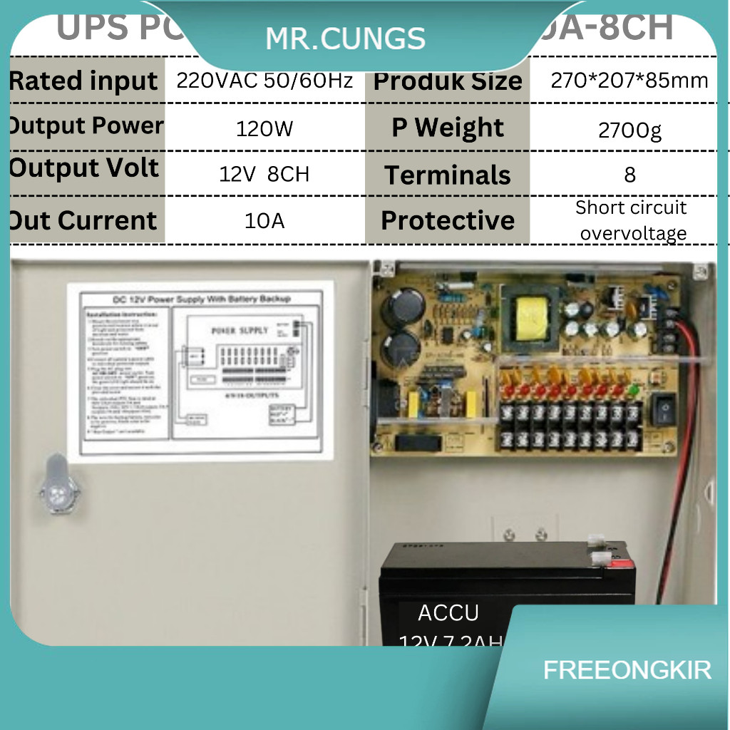 Power Supply UPS 12V 5A / 12V 10A / 12V 20A - Power supply Back Up CCTV dan DVR PSU UPS