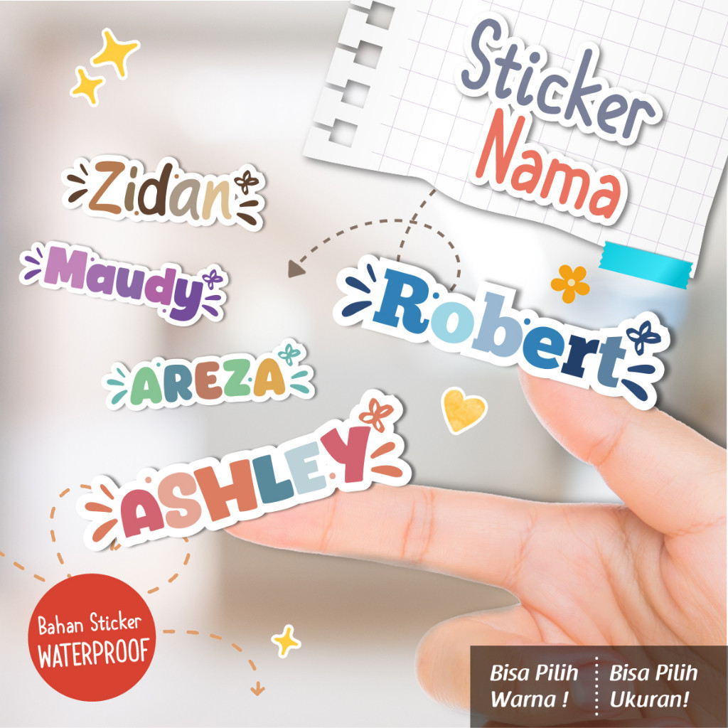 

Sticker Nama CUSTOM Bahan Waterproof Harga Murah