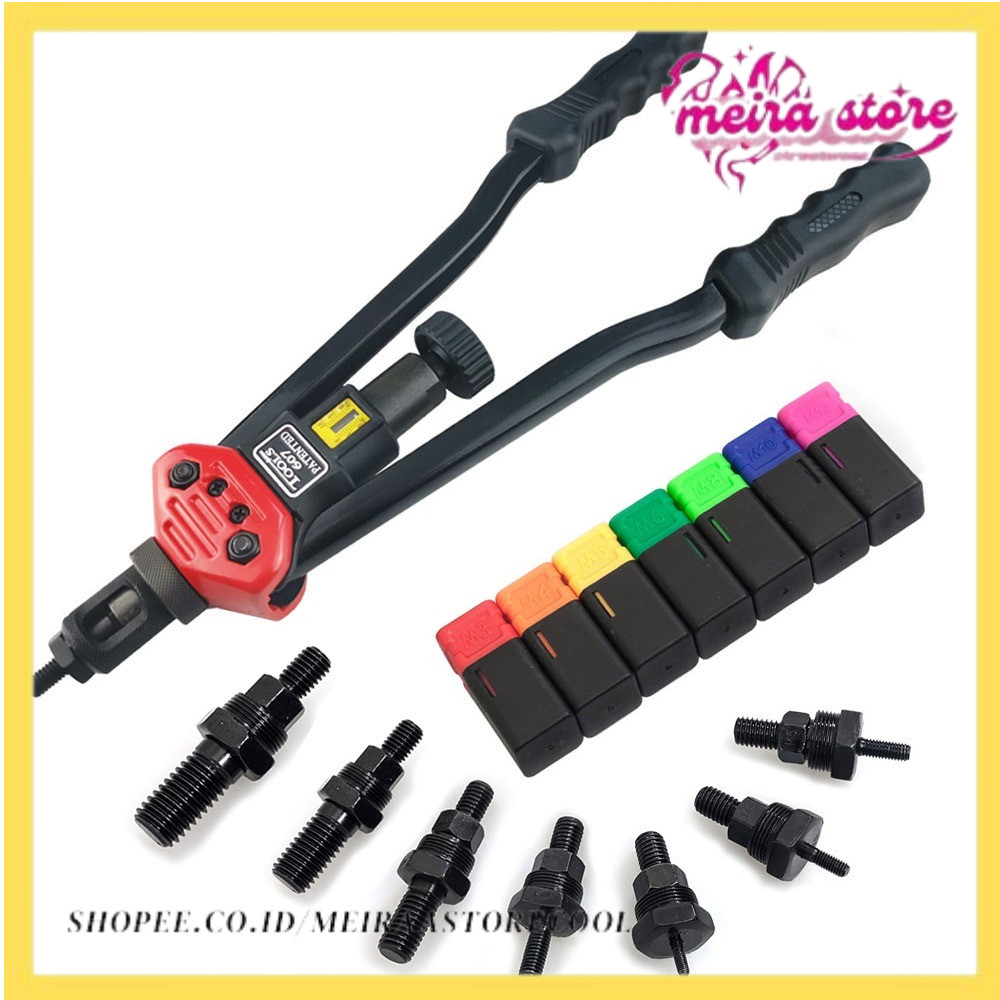 

Allsome BT-607 16" Manual Riveter Gun Hand Rivet Tool Kit Rivet Nut Setting Tool Nut Setter M3/M4/M5/M6/M8/M10/M12