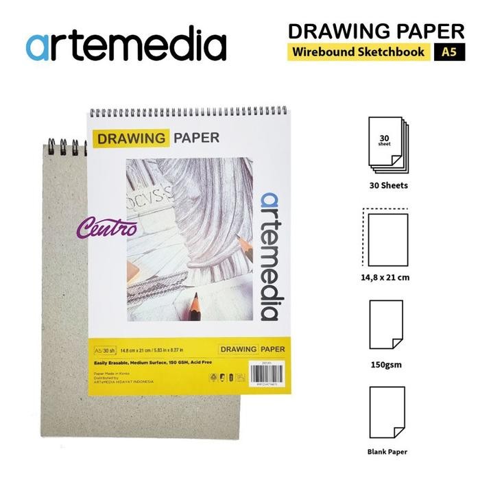 

TERLARIS! Artemedia Drawing Paper 30 Sheet A4 Sketchbook Buku Ring Sketsa Gambar