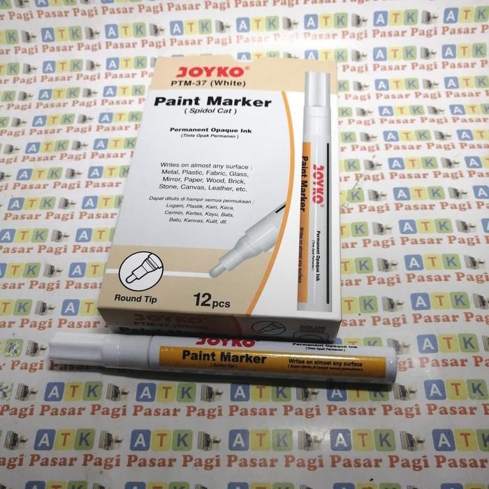 

Paint Marker Spidol Cat Permanen Joyko PTM-41 PUTIH WHITE 1 Box 12 Pcs