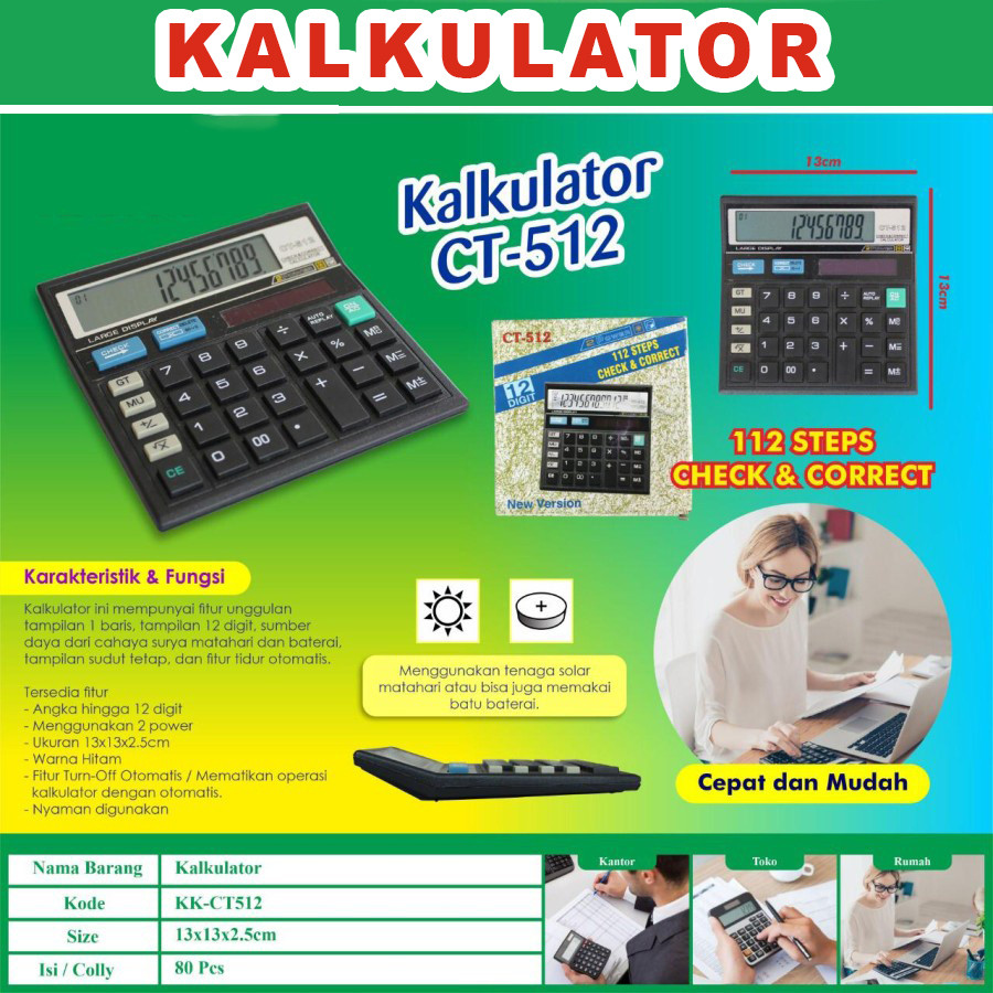 

Kalkulator Calculator Model Citizen CT512 CT 512 12 Digital