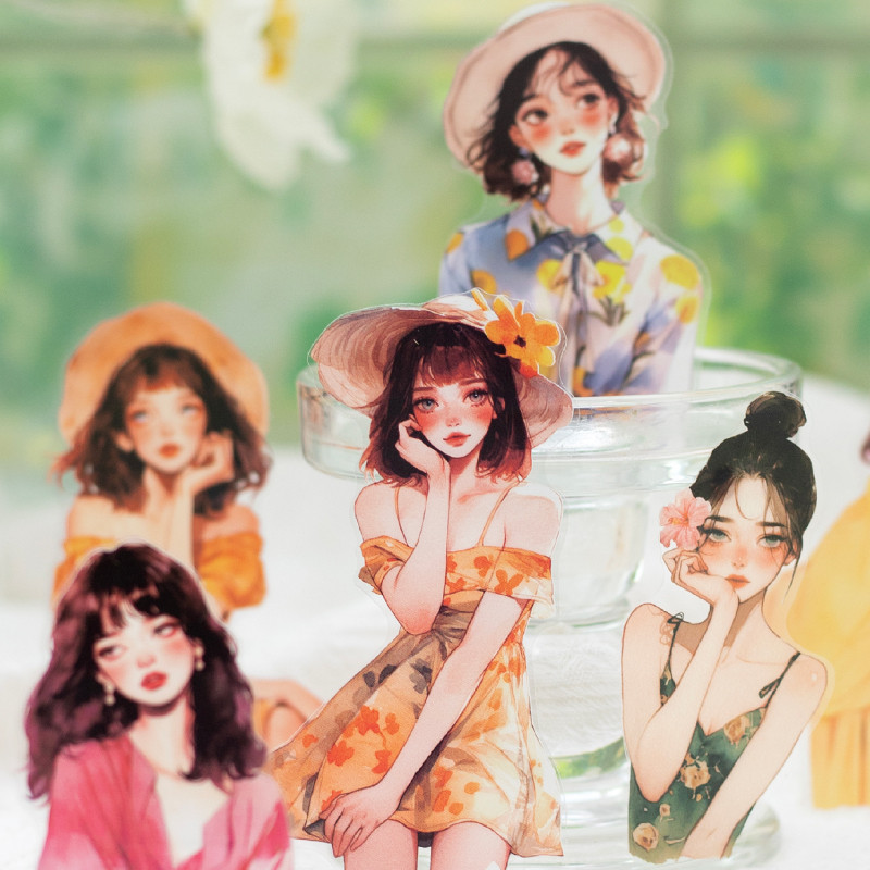 

30pcs Various styles of beautiful girl PET Sticker Pack DIY Scrapbook Decoration Album Envelope Diary Marking Stationery