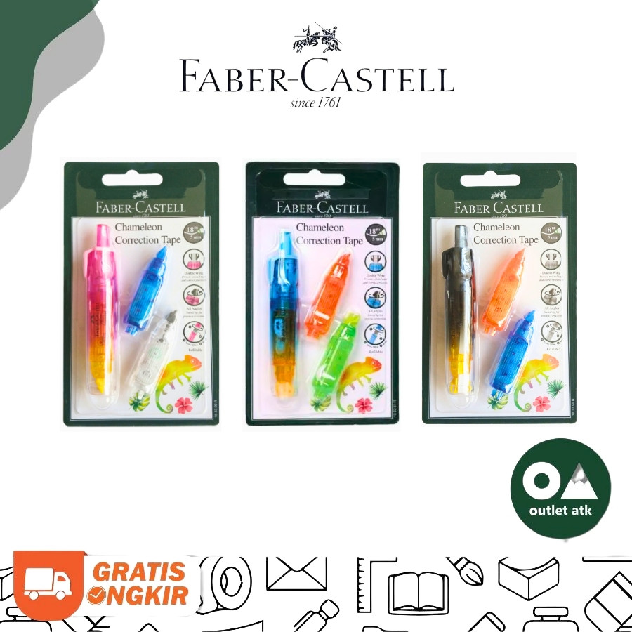 

Faber Correction Tape Chameleon 5mm x 6m w/ refills - Tipex Pita Kertas