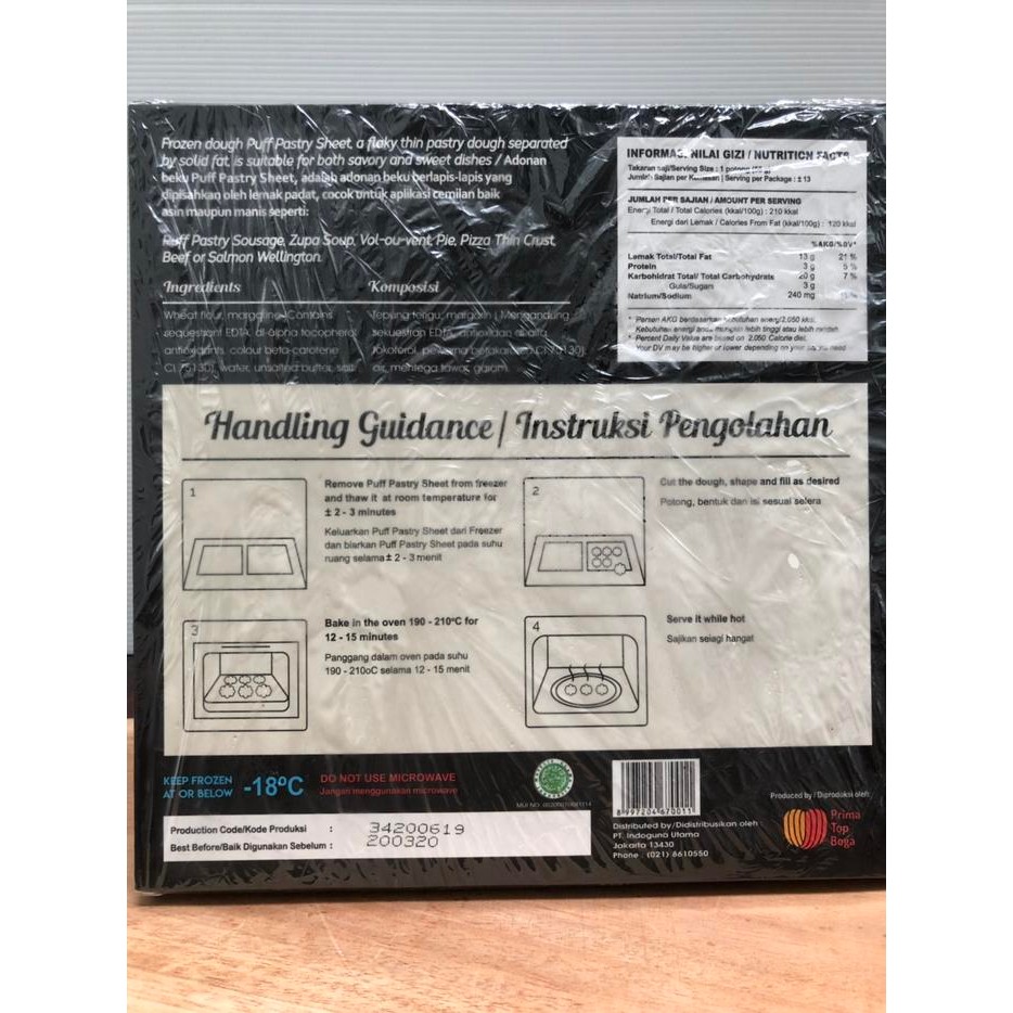 

Puff Pastry Bonchef 750GRAM / 4LEMBAR