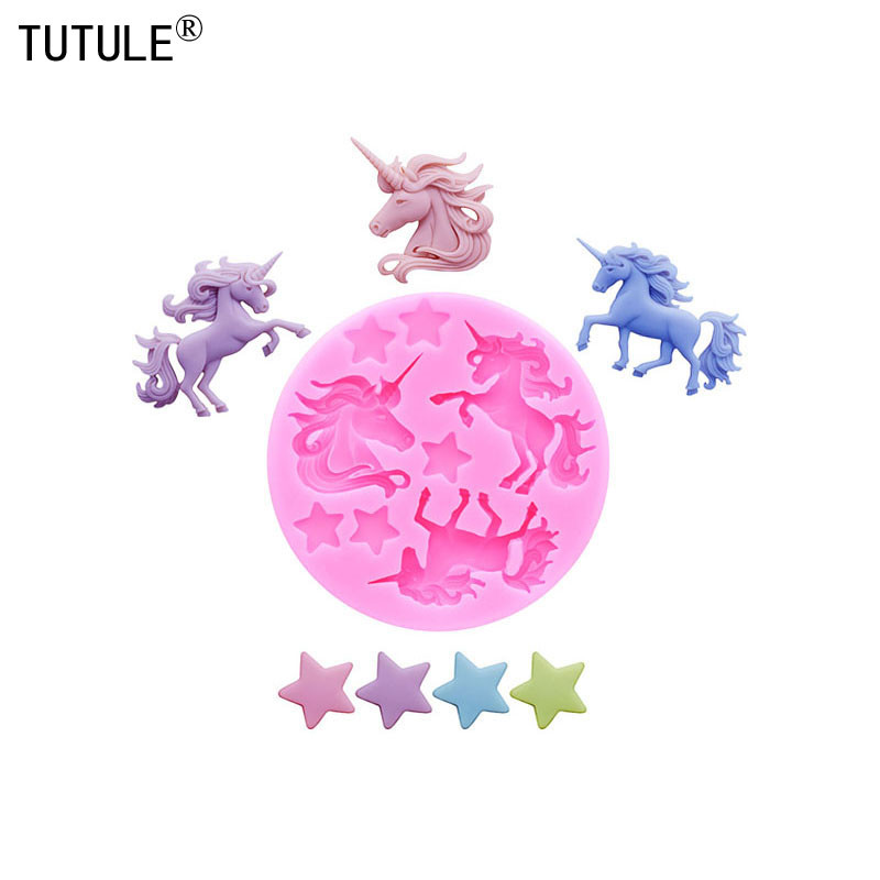 

DIY horse Flip Candy Chocolate Cake Silicone Mould 3D unicorn drop glue clays epoxy resin jewelry Accessories Silicone Molds