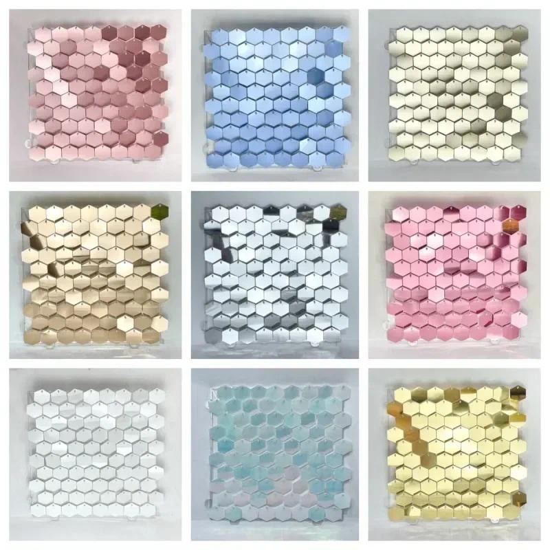 12/16/18pcs Hexagonal Sequin Backdrop Panels for Wedding Birthday Party Background Wall Decor Shimme
