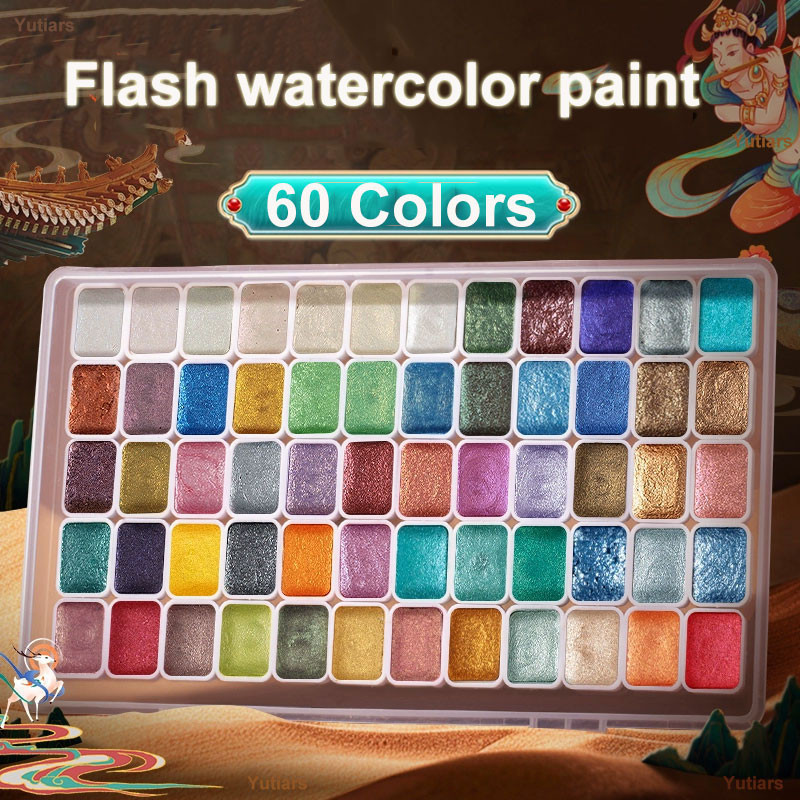 

Pearlescent Solid Watercolor Paint Set 12/20/24/60 Color Acuarelas Pigment Glitter Watercolor Painting Artists S ool Supplies