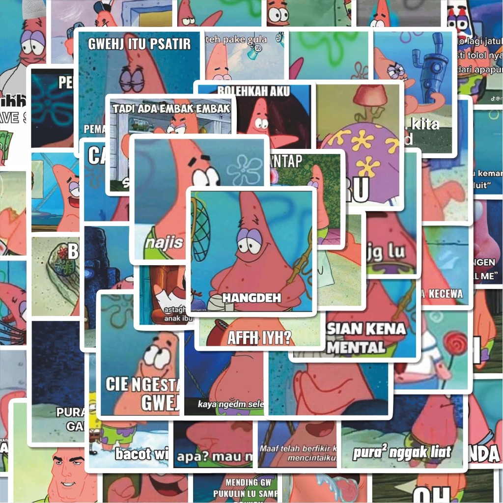 

100PCS Lucu Stiker Patrick Meme V5 Stiker Aesthetic Stiker Anti Air Stikers Berperekat Waterproof sticker decal buat Motor Helm Buku Journal Koper Casing HP Laptop Botol Minum Hadiah anak