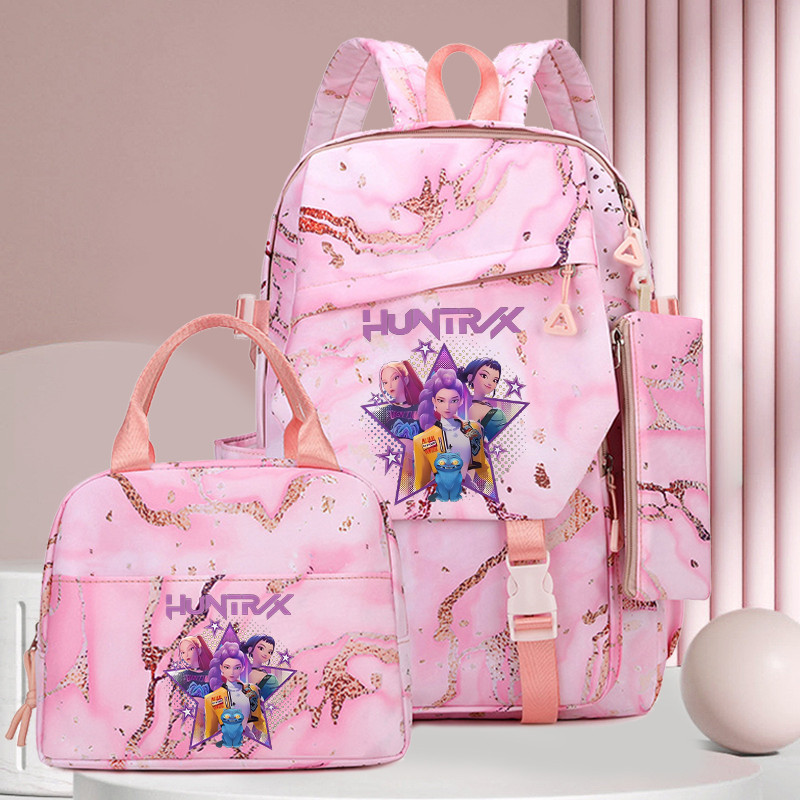

3pcs K-pop Demon Hunters Schoolbag Lunch Bag Pen Case Set Anime Fashion Printed Backpack Pencil Case Suit School Supplies Gifts