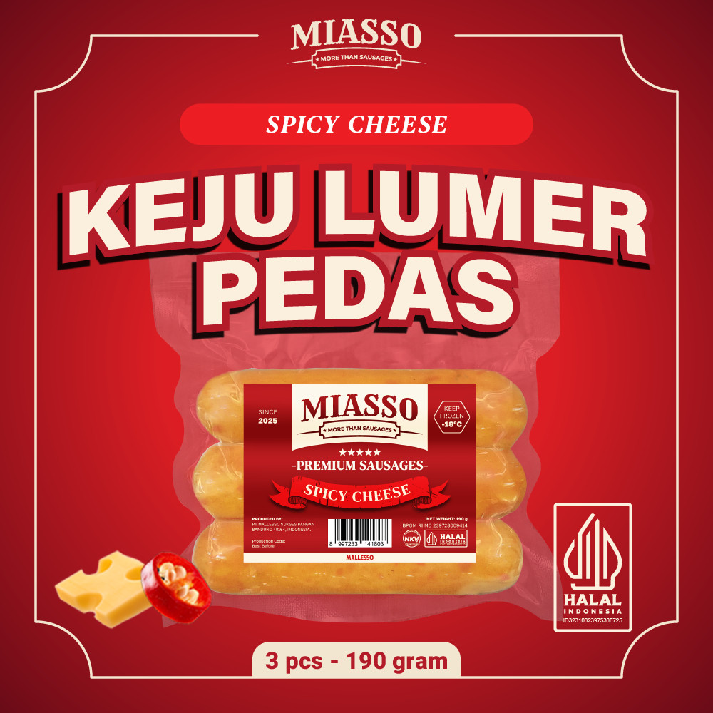 

MIASSO - Spicy Cheese | Premium Sausages | Sosis Keju Pedas Frozen Food
