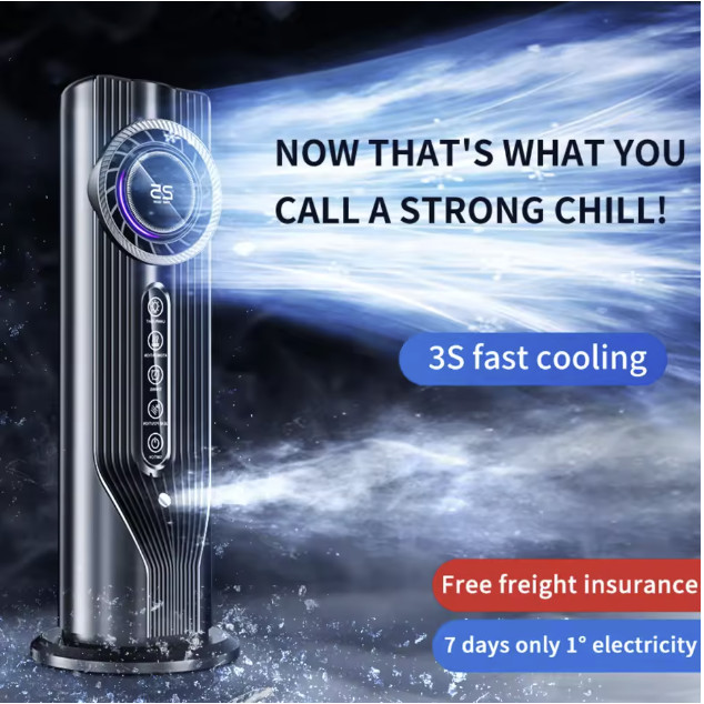 SMARTCOM AC Portable Tower Fan Kipas Angin Standing Bladeless Air Fan Cooling LED Display