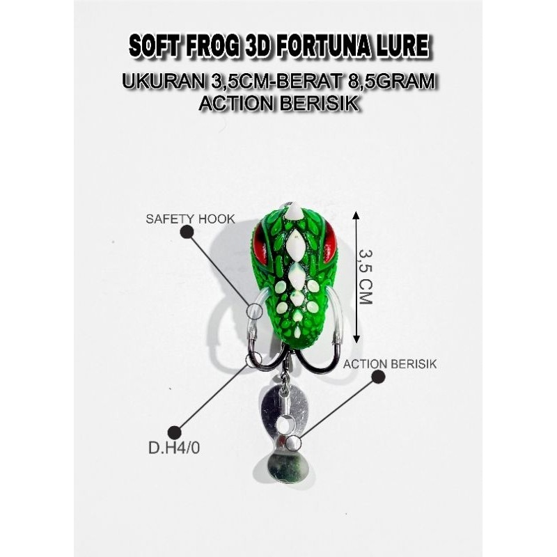 SOFT FROG DRAGON thailand fortuna lure 3D rasa jaws  ukuran 3,5cm