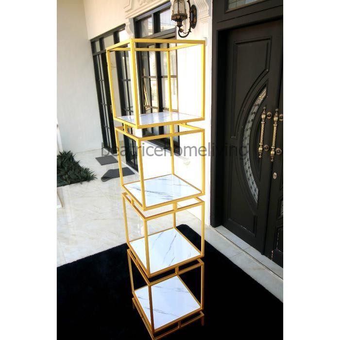 Rak Dekorasi Minimalis Kotak Hyejin Rak Susun Rak Shabby Rak Besi Dekorasi Rak Mulfungsi - Marmer Pu