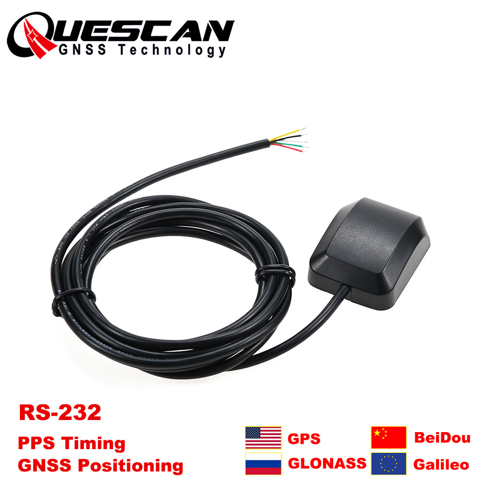 QUESCAN RS-232 PPS GPS Module M10 GNSS Receiver with Antenna NMEA 0183 RS232 GPS Galileo BeiDou GLON