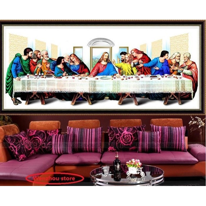 [Best Seller] DIY Diamond Painting full Perjamuan kudus Yesus rasul 110×50 cm D654
