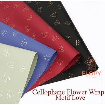 

[ 5 Lembar ] Cellophane Flower Motif love - FWLV / Kertas Buket