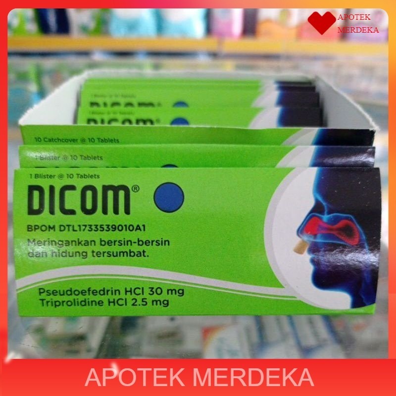 DICOM OBAT FLU / Dicom tab isi 10 tablet meringankan bersin bersin hidung tersumbat / anti meler / D