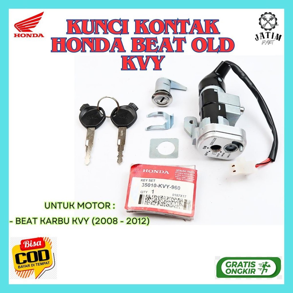 Kunci Kontak Beat Karbu Ori / Kunci Kontak Set Honda Beat Karbu Original Premium - 35010-KVY-960