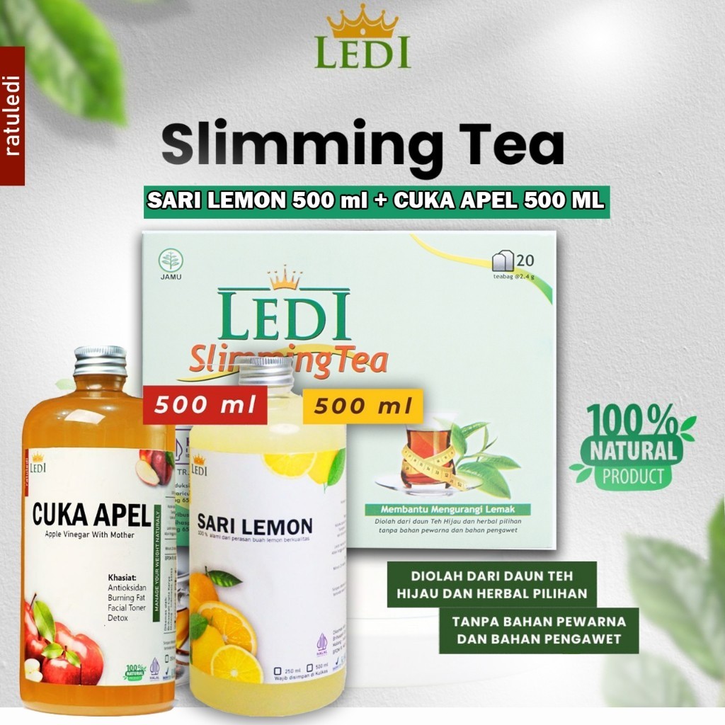 

PAKET SUPER SLIMMING TEA + CUKA APEL 500 ml + SARI LEMON 500 ml 100% ALAMI BPOM