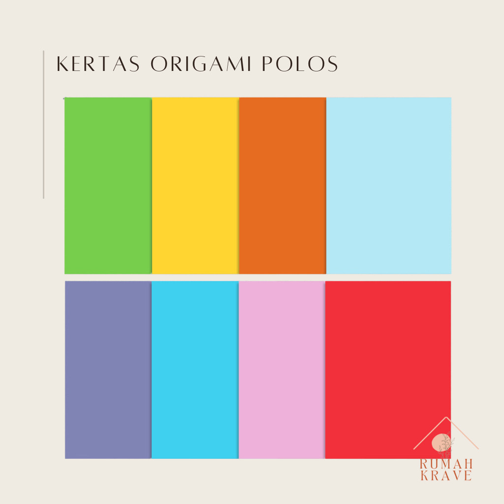 

RUMAH KRAVE - (32pcs) Kertas Origami Polos 21x29cm Warna Warni