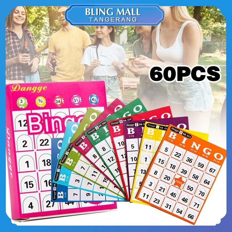 9 Warna Kartu Bingo Ukuran Besar 60 Buah/Kotak Bingo Card Kartu Mainan Bingo Set