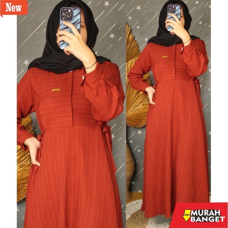 gamis kekinian tahun 2024 Dress Yora Lady Crush Dress Busana Muslim Kancing Polos Gamis Wanita Panja