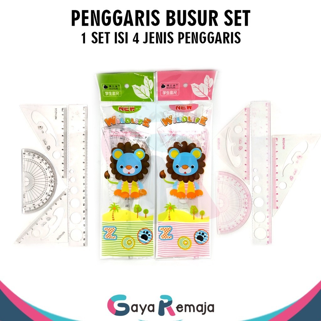 

Penggaris Set Lucu isi 4 / Math Set / Ruler Set / Penggaris Busur / BZJ-1010 BZJ-1045