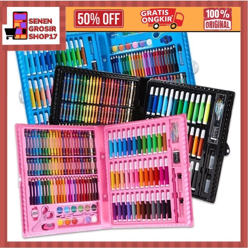 

SN COD Crayon Art Set 150 PCS / Alat Menggambar Anak Set / Perlengkapan Barang Anak