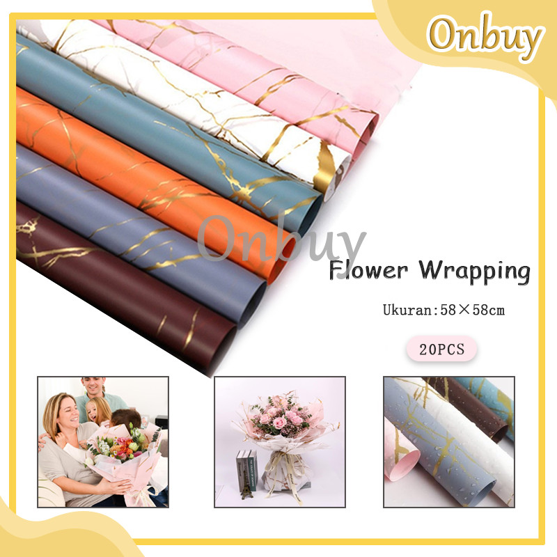 

Cellophane Marble Gold / Wrapping Paper Motif Marble / Kertas Buket