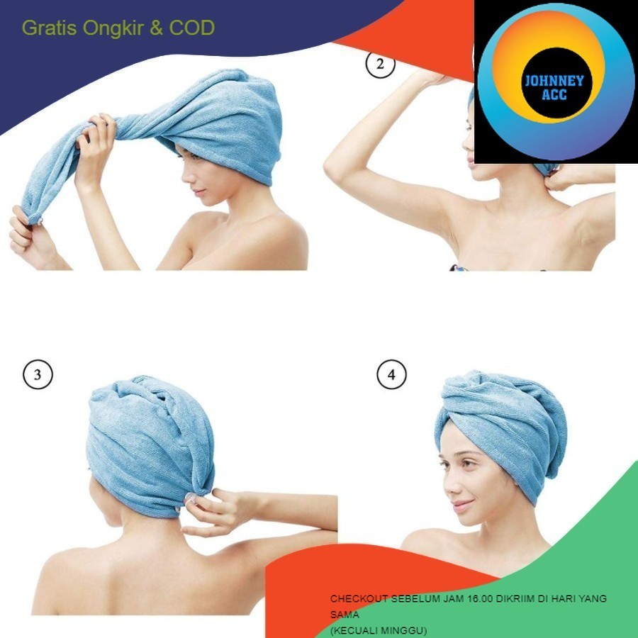 

JA HANDUK KERAMAS MANDI MICROFIBER / HANDUK RAMBUT MAGIC HANDUK KEPALA / TOPI KERAMAS MANDI CEPAT HANDUK PENGERING RAMBUT IMPORT PREMIUM