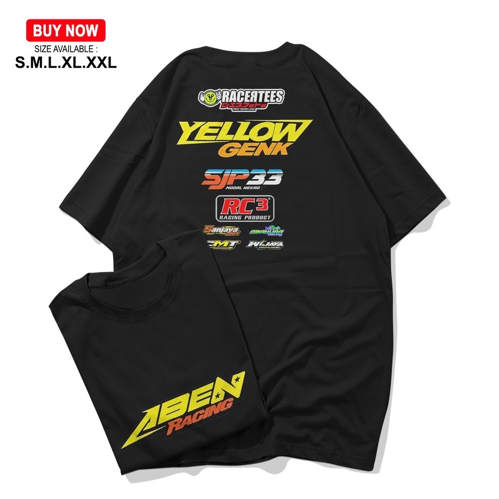KAOS RACING YELLOW GANK FEAT ABEN RACING ORIGINAL MERCHANDISE| KAOS REQUEST NOMOR DAN NAMA RACING PI