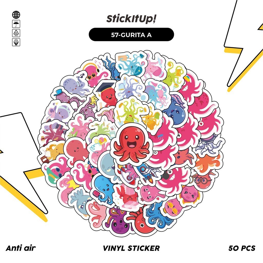 

COD100 Pcs Stiker Motif Hewan Gurita Lucu Anti Air Untuk Dekorasi Notebook Sepeda Skateboard Handphone DIY