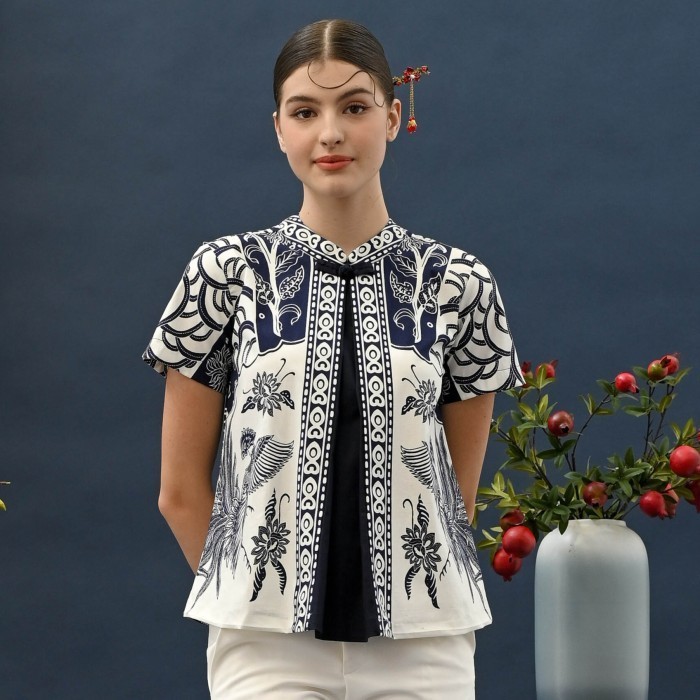 Blouse Batik Wanita Model Cheongsam Baju Batik Kantor - 327 HT -