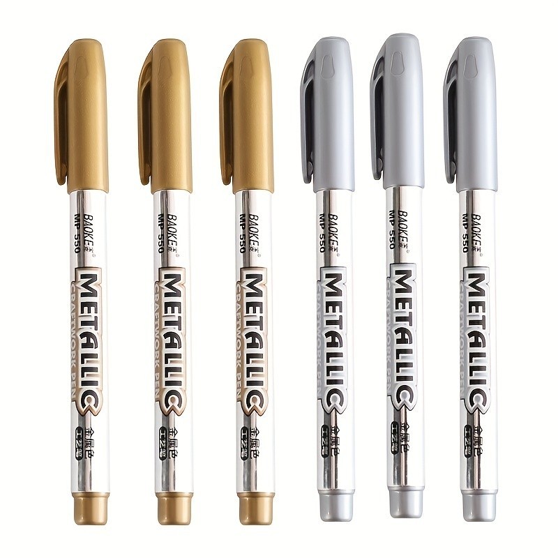 

DIY Metal Waterproof Permanent Paint Marker Pens Manga Drawing Markers Students Stationery Gold Silver