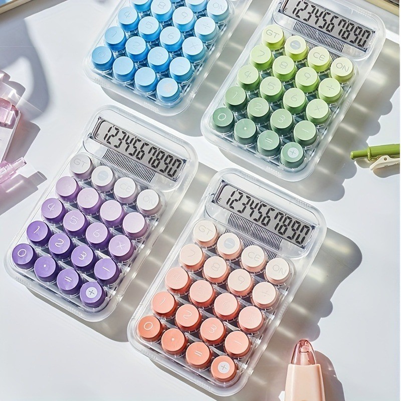 

Candy Color Calculator, Aesthetic Calculator Desktop 12 Digit With LCD Display, Big Buttons Flexible Keyboard Calculator Office