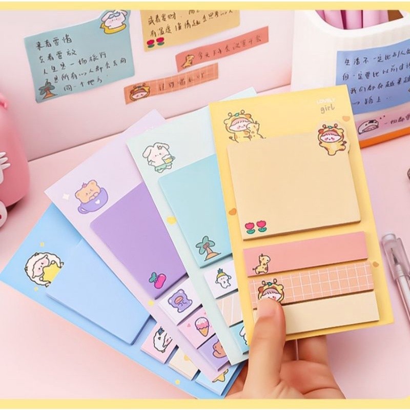

(80 lembar)Kertas Sticky Notes Medium 4 Baris Motif Lucu Murah