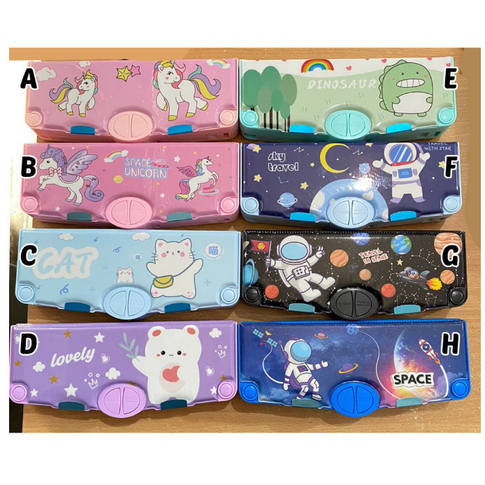 

NEW ! BEST SELLER Tempat/Kotak Pensil Tombol Aksesoris Pola Kartun 2 Lapis Unicorn/Astro