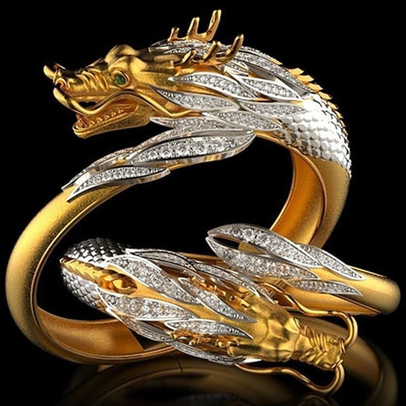 [COD] Cincin Naga Lapis Emas 24k - Aksesoris Cincin - Cincin Pria Wanita
