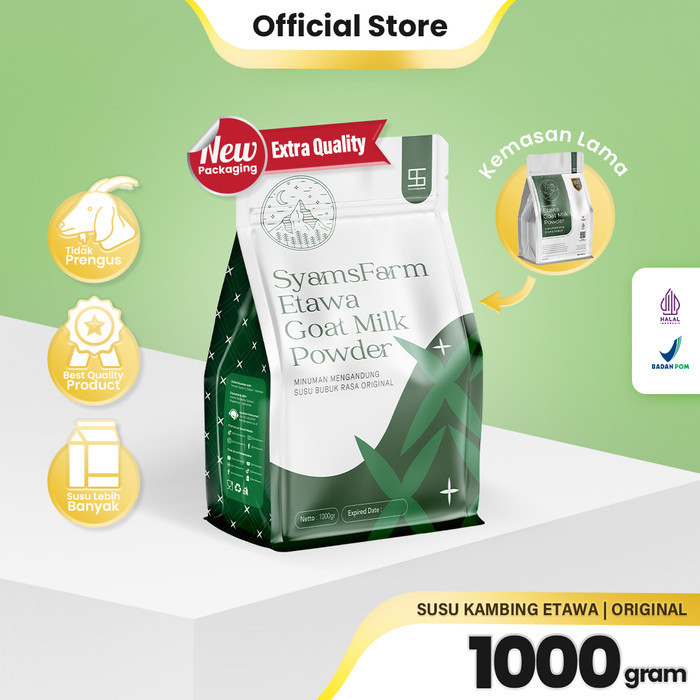 

TERJUAL Susu Kambing Etawa Bubuk Syams 1000 gram Pure Murni Alami Organik Asli