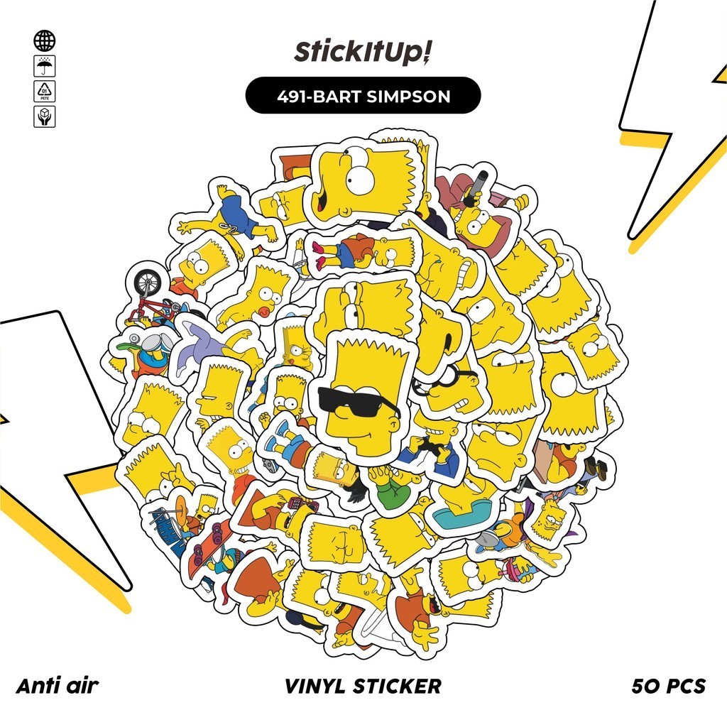 

COD✨ 50 Pcs Stiker Pack Motif Kartun Bart Simpsons Lucu Aesthetic Vynil Waterproof untuk Freebies Sticker Buku Journal Casing HP Laptop